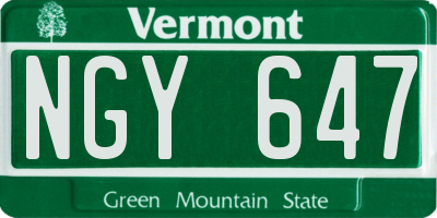 VT license plate NGY647
