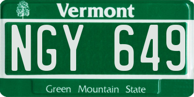 VT license plate NGY649
