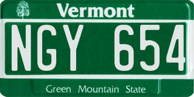 VT license plate NGY654