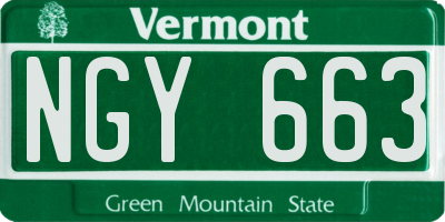 VT license plate NGY663