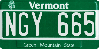 VT license plate NGY665