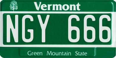 VT license plate NGY666