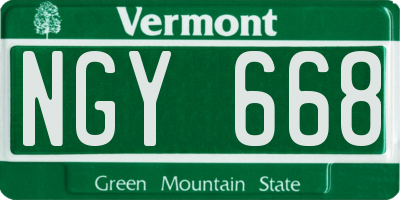 VT license plate NGY668