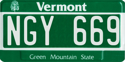 VT license plate NGY669