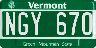 VT license plate NGY670