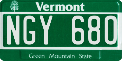 VT license plate NGY680
