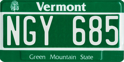 VT license plate NGY685