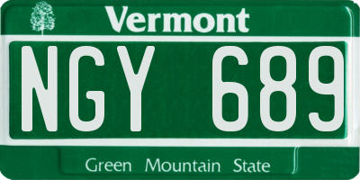 VT license plate NGY689