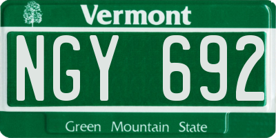 VT license plate NGY692
