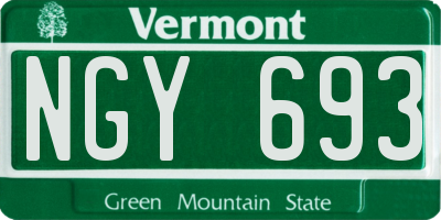 VT license plate NGY693
