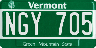 VT license plate NGY705