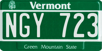 VT license plate NGY723