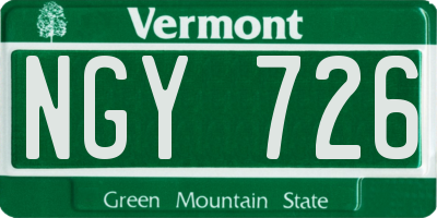 VT license plate NGY726