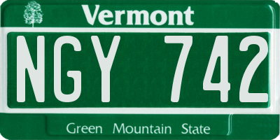 VT license plate NGY742