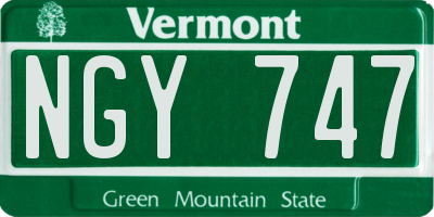 VT license plate NGY747