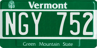 VT license plate NGY752