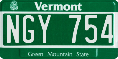 VT license plate NGY754