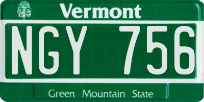 VT license plate NGY756
