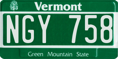 VT license plate NGY758