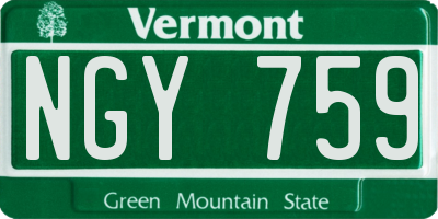 VT license plate NGY759
