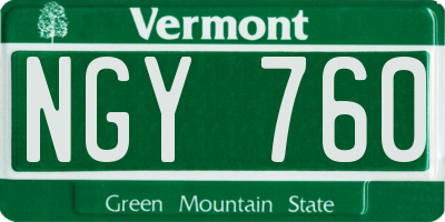 VT license plate NGY760