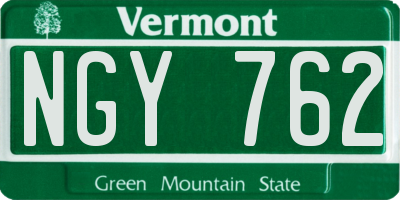 VT license plate NGY762