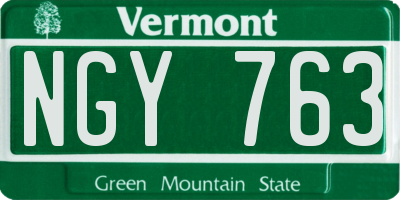 VT license plate NGY763