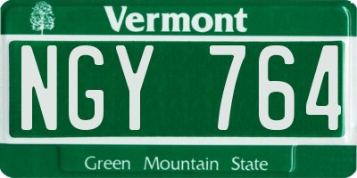 VT license plate NGY764