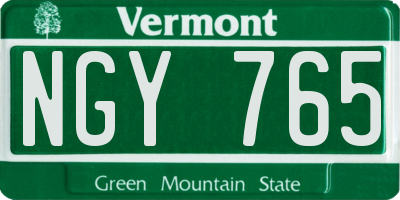 VT license plate NGY765