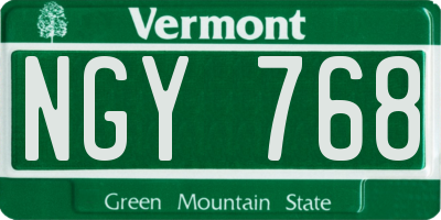 VT license plate NGY768