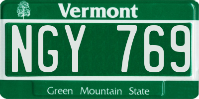 VT license plate NGY769