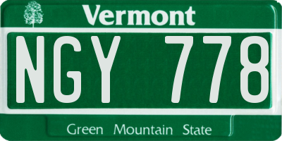 VT license plate NGY778