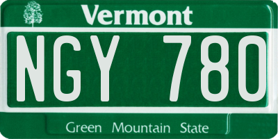 VT license plate NGY780