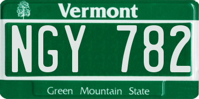 VT license plate NGY782