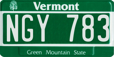 VT license plate NGY783
