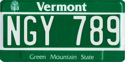 VT license plate NGY789