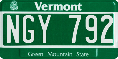 VT license plate NGY792