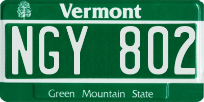 VT license plate NGY802