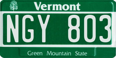 VT license plate NGY803