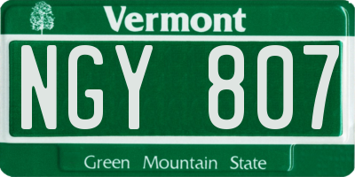 VT license plate NGY807