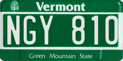 VT license plate NGY810