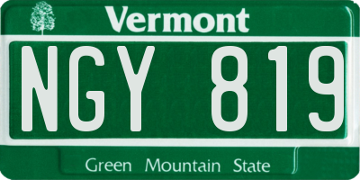 VT license plate NGY819