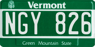 VT license plate NGY826