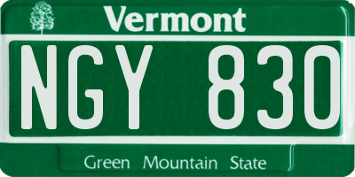 VT license plate NGY830