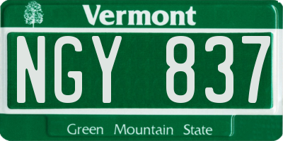 VT license plate NGY837
