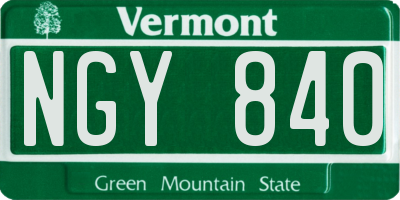 VT license plate NGY840