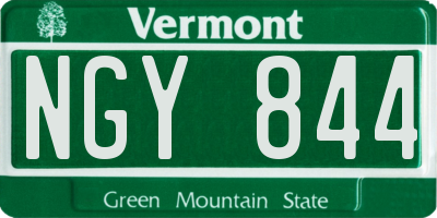 VT license plate NGY844