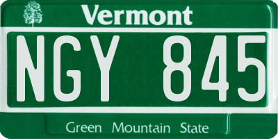 VT license plate NGY845