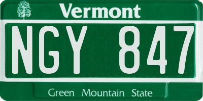 VT license plate NGY847