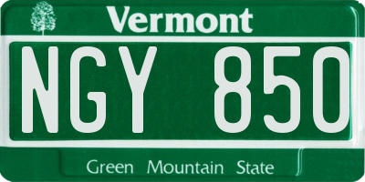 VT license plate NGY850